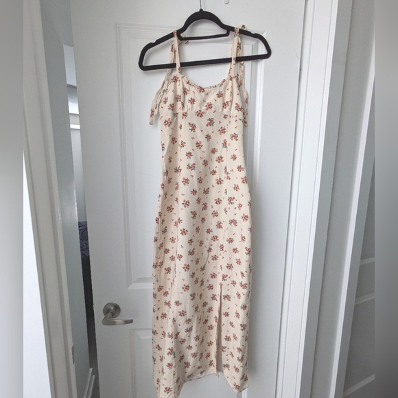 Zara Linen Cream Floral Maxi - Picture 3 of 9